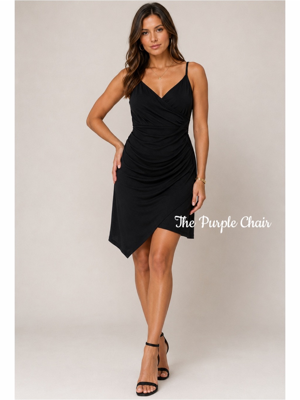 GOLDRAY NWT Black Sleeveless Ruched Dress M